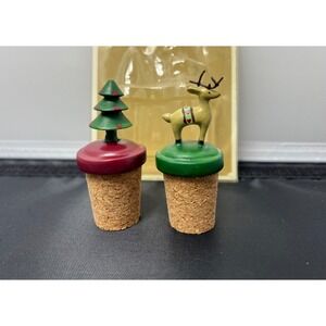 Seasonal Bottle Stoppers Set of‎ 2 Christmas Tree Reindeer Cork New